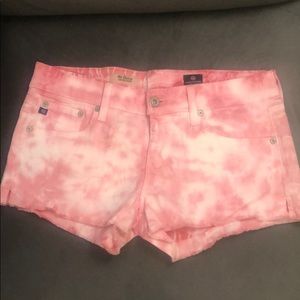 AG Pink Tye Die Denim Shorts